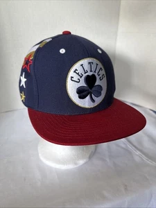 Boston Celtics Hat Cap Snapback Mens Blue Red Mitchell Ness NBA Basketball - Picture 1 of 16