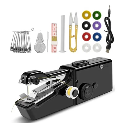 Handheld Mini Sewing Machine Stitch Electric Compact Tool w/ Accessories - Image 1 of 4