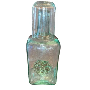 Kalalou Nachttisch Wasserkaraffe/Dekanter und Trinkglas Set mundgeblasen geprägt - Bild 1 von 6