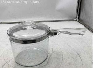 Pyrex Clear Glass Flameware Double Boiler Insert Cookware 2 Pots W/ Lid & Handle - Picture 1 of 6