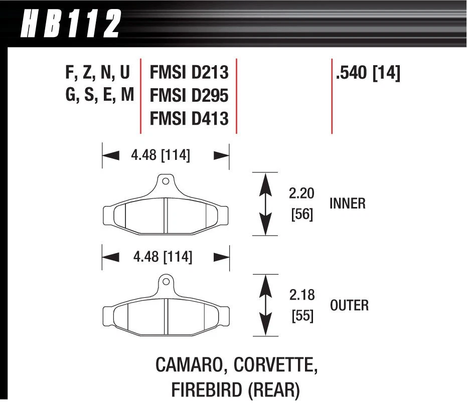 HAWK BRAKE Performance Street Brake Pads (4) HB112F.540 Foto 1 de 1