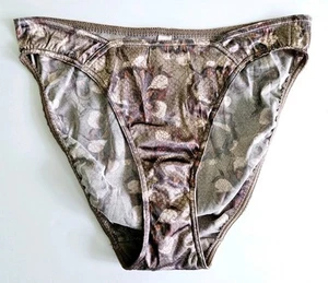 Vtg Victoria's Secret Second Skin Snake Skin Satin Hi Cut Bikini Panties M - Picture 1 of 10