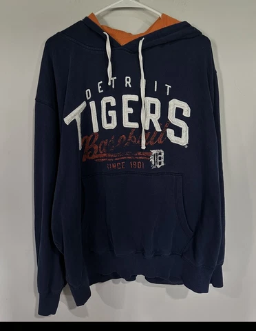 Vintage Detroit Tigers Hoodie Size 2xl Men’s Full Zip Sweatshirt Cover