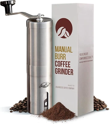 Manual Stainless Steel Coffee Grinder - 18 Adjustable Settings with Hand Crank - Image 1 of 4