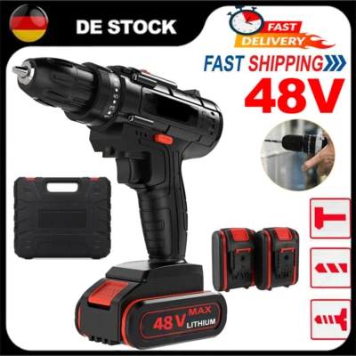 Akkuschrauber +Bohrschrauber 48V Max+ Akku+Ladegerät+Schlagbohr Funktion Matrix - Bild 1 von 4