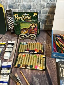 Used Art Supplies Artist Color oil paints, Brushes, Char-Kole, Color Pencils Etc