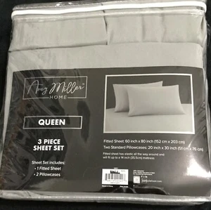 AMY MILLER Queen 3 Piece Sheet Set/Gray / 1 Fitted sheet 60" X 80 2 Pillowcases - Bild 1 von 5