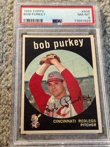 BOB PURKEY 1959 TOPPS #506 CINCINNATI REDS REDLEGS PSA 8 NM-MINT Lowest Price ! - Picture 1 of 2