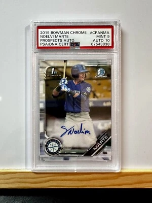 Noelvi Marte Prospects Auto - 2019 Bowman Draft Chrome 1st - PSA Mint 9 - Image 1 of 2