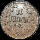 Finland 1865, 10 Pennia, Old World Coin High Grade #3455