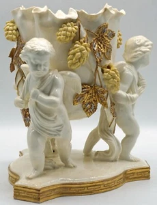 Antique Moore Brothers Porcelain Centerpiece Bowl Cherubs & Vine Leaves & Fruit - Picture 1 of 10