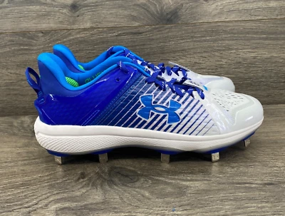 Under Armour Yard Low Mt Baseball Cleats Men's Size 8.5 Us White Navy Blue - Image 1 of 4