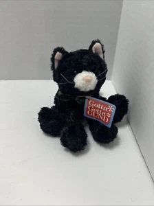 Campana de sonajero de gato de peluche Gund Black Kitty Jingles 88097 arco rojo verde 4" relleno - Imagen 1 de 5