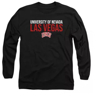 Uni of Nevada Las Vegas Adult Long Sleeve T-Shirt Stacked, Black, S-3XL - Picture 1 of 3