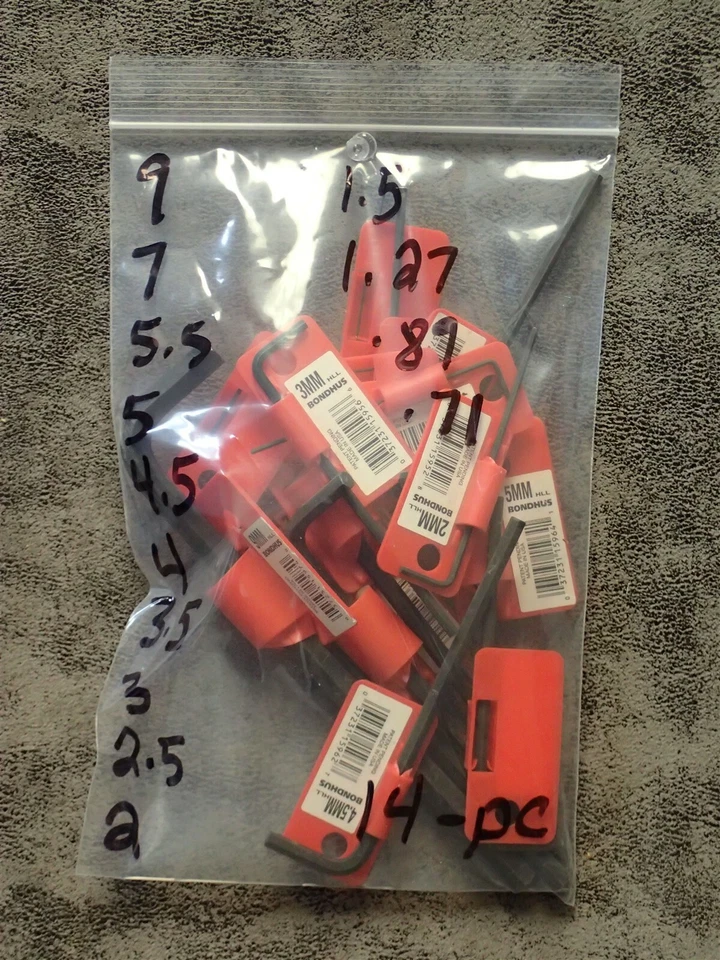 14-pc Bondhus Metric Hex Long & Short L-Wrenches ProGuard Finish (BN59) - Image 1 of 1