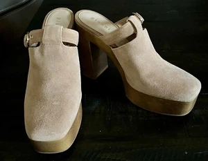 Gianni Bini Sotelo Women's Suede Platform Mules Size 9.5 New Without Tag - Picture 1 of 4