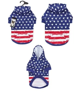 Cane Vestitini Invecchiato Bandiera Americana Simil Rosso Bianco & Blu USA Stars - Picture 1 of 7