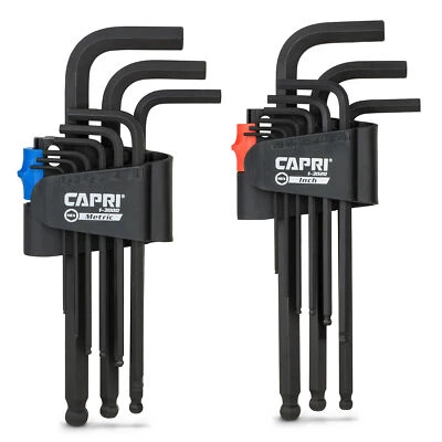 Capri Tools Hex Key Allen Wrench Set, Long Arm Ballpoint End, Metric & SAE - Image 1 of 4