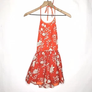 Ric Rac & Ruffles Girls Size 12 Orange Floral Romper Halter One Piece Jumpsuit - Picture 1 of 9
