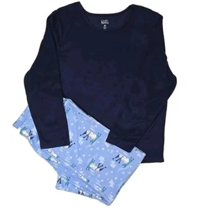 CROFT & BARROW Blue Fleece 2pc Pajama Set L/S Top & Snowman Pants Women's sz XXL - Picture 1 of 9