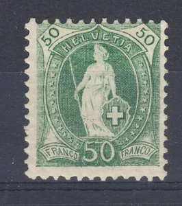 Switzerland Sc 96a MLH. 1901 50c green Standing Helvetia, perf 11½x12, sound - Picture 1 of 2