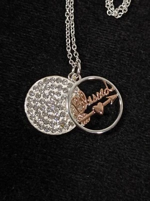 Collar colgante redondo pavé cristal bendito de dos tonos 18 pulgadas Foto 1 de 4