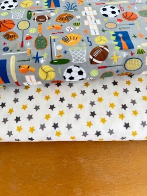 Miller Stoffpaket Patchworkstoff Backyard Ballsport Fußball Tennis Stern Sterne - Bild 1 von 4