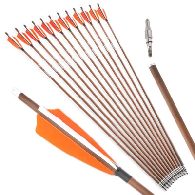 6/12 X 31'' Archery Arrow Pure Carbon SP340-600 ID6.2mm Natural Feather Shooting - Image 1 of 4