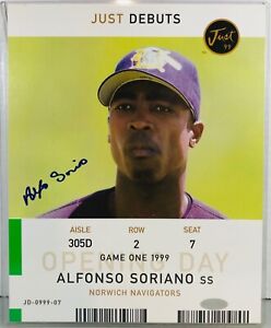Alfonso Soriano Signed 8x10 Photo Numbered COA Norwich Navigators Game One 1999