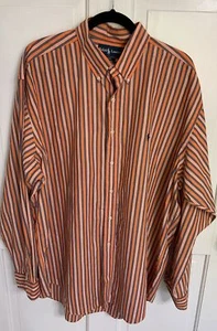 Polo Ralph Lauren Vintage Algodón Blake Abotonado Para Hombre Talla L Naranja Azul Rayas - Imagen 1 de 12