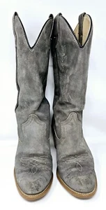 Vintage 70s Wolverine Womens 7M  Leather Western Cowgirl Boots Gray Floral    - Picture 1 of 12