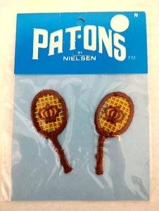 Vtg 1970's Pat Ons Patches Tennis Racket Crown Fabric NIP Removable Nielson - Picture 1 of 3