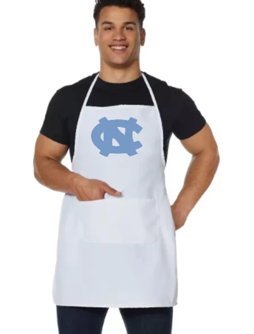North Carolina Tar Heels Chefs Apron Large White Graphic Logo Pockets Sports - Image 1 of 1
