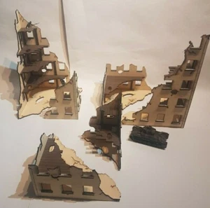 28mm WW2 Desert Building Ruins Set (B) MDF Painted Suitable for Bolt Action - Picture 1 of 7