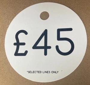£45 Selected Lines Only Price Sale Tags / Sale Price Shop Tags / Price Ticket - Foto 1 di 4