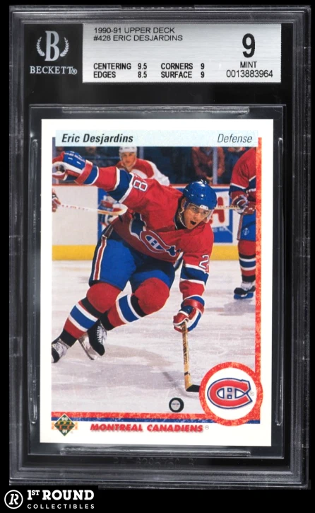 Eric Desjardins RC BGS 9: 1990-91 Upper Deck Rookie Card #428 - Image 1 of 3