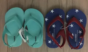 Old Navy Kids Flip Flops SIZE 6~MINT 2 Tone & Red/White Stars/Blue NWT - Picture 1 of 1