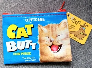 NEU Blau Q Katze Hintern Münze Karte Geldbörse Etui mit Etikett Recycling Material Öko - Bild 1 von 6