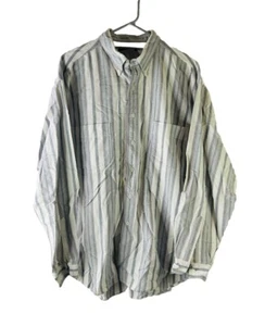 Vintage 90s Eddie Bauer Mens XL Chamois Cloth Faded Flannel Striped Button Shirt - Picture 1 of 7