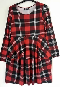 Vestido de maternidad Bonprix mamá rojo y negro a cuadros escoceses talla 14-16-18-20 elástico. - Imagen 1 de 6
