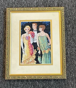 FRAMED COMPLETED CROSS STITCH: PUTTING ON THE RITZ: 30 x 25cm(SLIGHT MARKINGS) - Picture 1 of 1