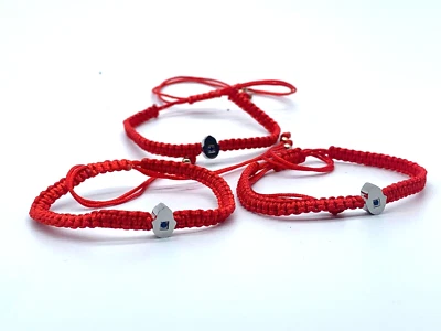Pack de 3 Pulseras Acero Inoxidable Color Rojo Mano Fortuna Regalo Enchapado Trenzado Foto 1 de 4