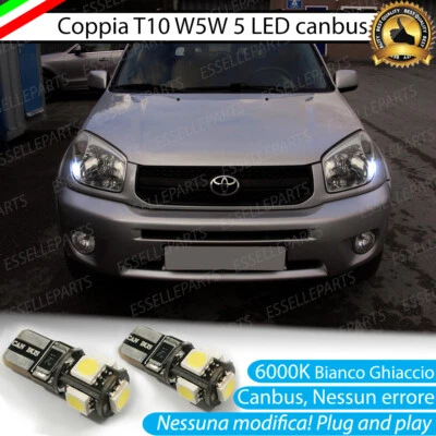 COPPIA LUCI DI POSIZIONE LED TOYOTA RAV4 MK2 II W5W CANBUS NO AVARIA 6000K - Immagine 1 di 4