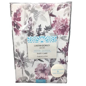 Cynthia Rowley Hydrangea Tablecloth Flower Watercolor Lavender Gray Easter 70 R - Picture 1 of 5