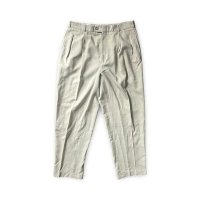 Pantalones Barry Bricken Para Hombre Talla 34x29 Beige Tostado 100% Lana Plisados Delanteros Pantalones Foto 1 de 4