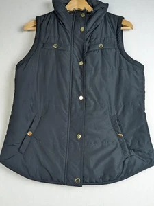 Style & Co Sport Women’s Black Puffer Vest M Quilted Zip Front Gold Snaps - Picture 1 of 10