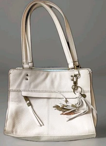 THE SAK Ivory Colored 100% Leather Embellished Handbag - 11" x 9" - Picture 1 of 5