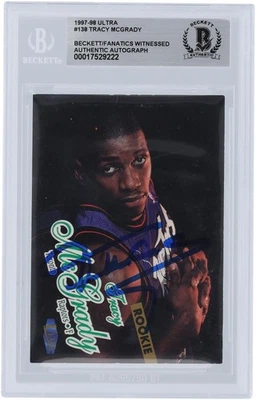 Tarjeta de novato Fleer Ultra #138 BAS 1997-98 firmada por Tracy McGrady Toronto Raptors Foto 1 de 2