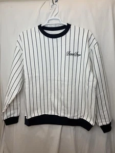 Bogey Boys Mens Blue White Pinstripe Crew Neck Sweater Golf Sz L NWT Macklemore - Picture 1 of 5