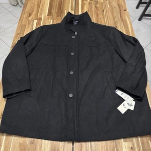 Dockers Jacket Mens 5XL Black Wool Blend Button Front Car Coat Outdoor NWT - Picture 1 of 8